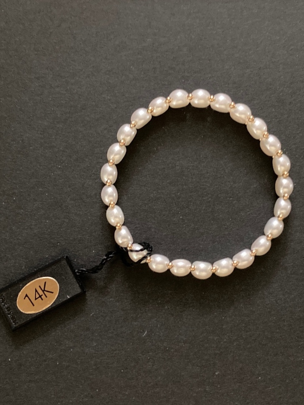 Honora Cultured Freshwater Pearl Stretch Button Bracelet/14K Yellow Gold/M/NWT! - Picture 2 of 6